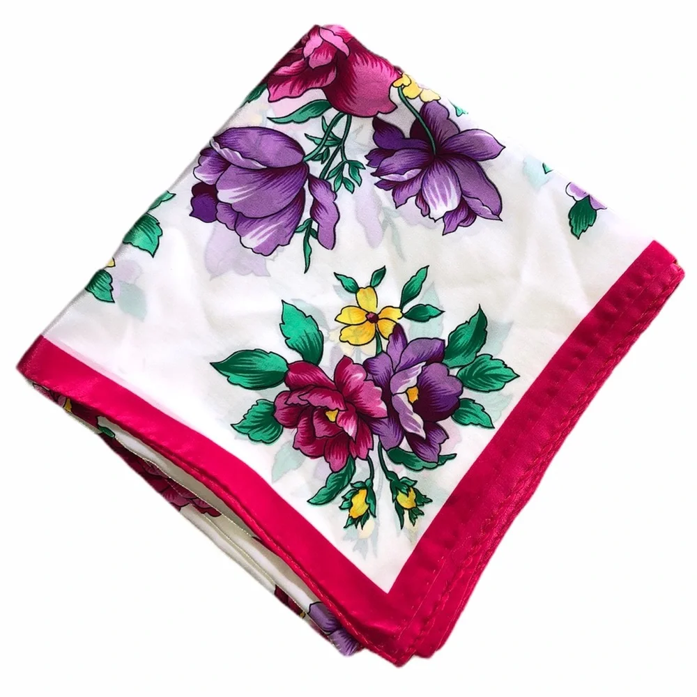 Large Square Pink Floral Scarf